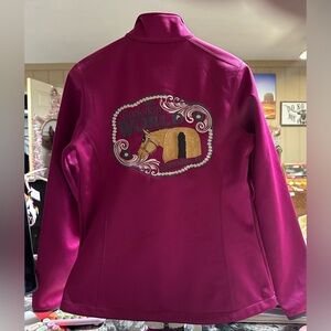 NEW Eddie Bauer Size M Magenta Jacket embroidered with IBHA Buckskin World